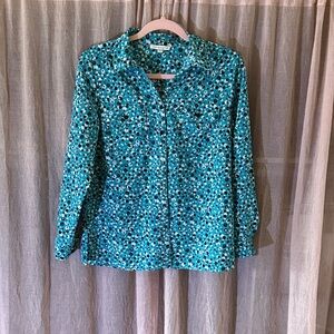 Notations Blue Patterned Button Down Shirt